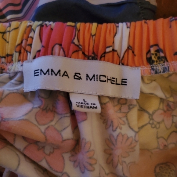 Emma &‎ Michele Summer Colorful Floral Adjustable Straps Mini Sz. L Dress - Picture 5 of 9